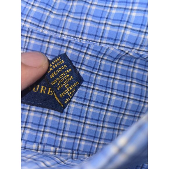 Ralph Lauren Mens Classic Fit Blue Plaid Dress Shirt XL - Picture 6 of 8